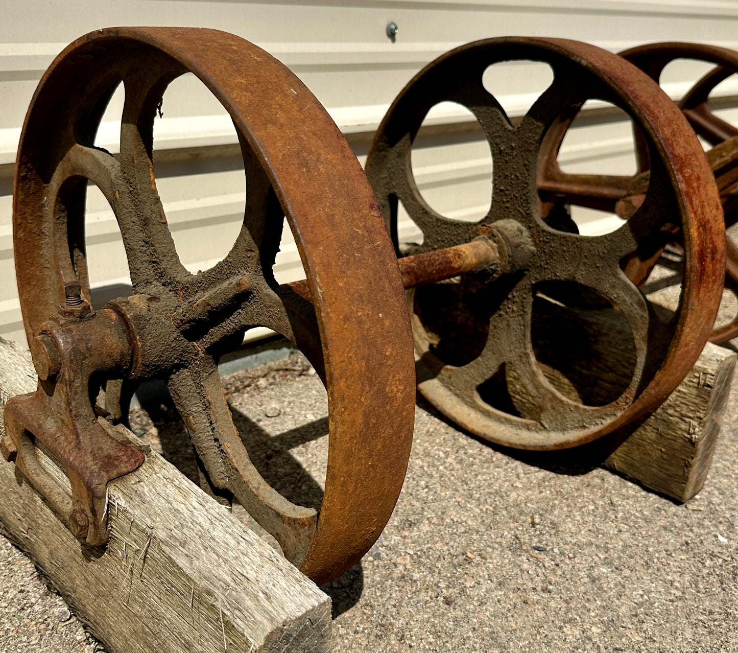 Pair of Industrial Cast Iron Cart Wheels GA20947