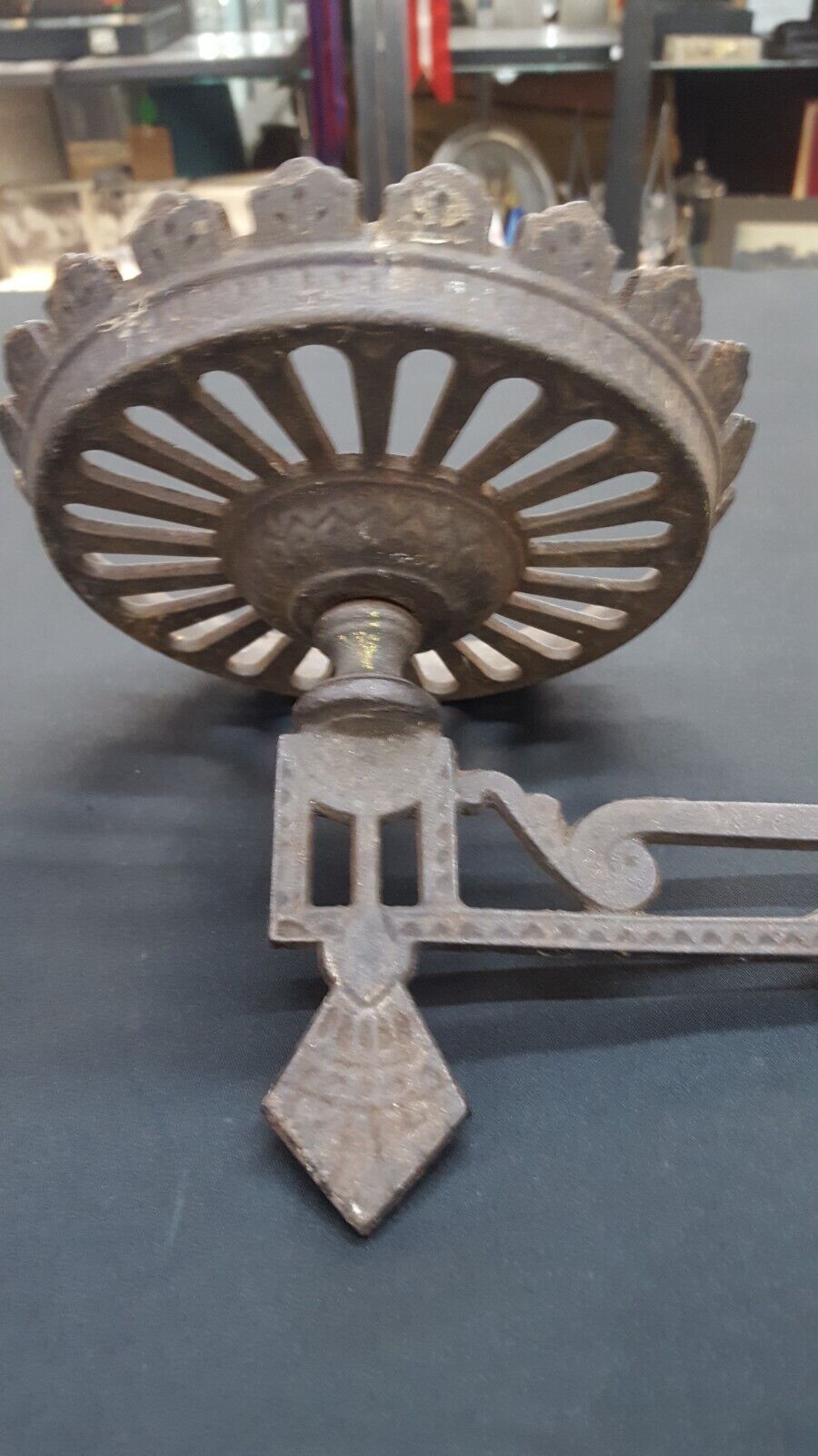 Victorian Cast Iron Oil Lamp Sconce with Wall Bracket