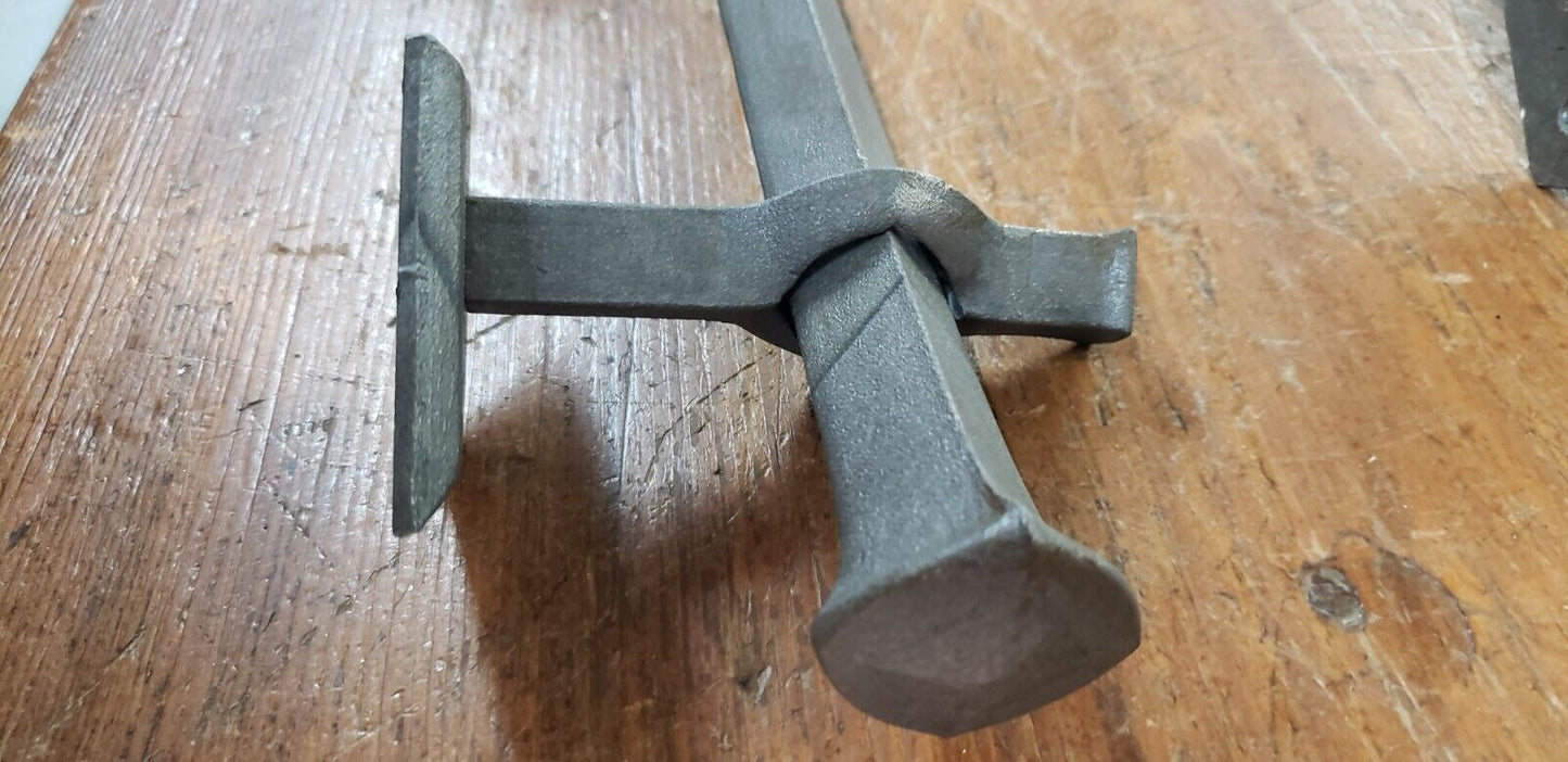 Pair of Hand Forged Steel Door Pulls with Diamond Shaped Back Plates GA9853