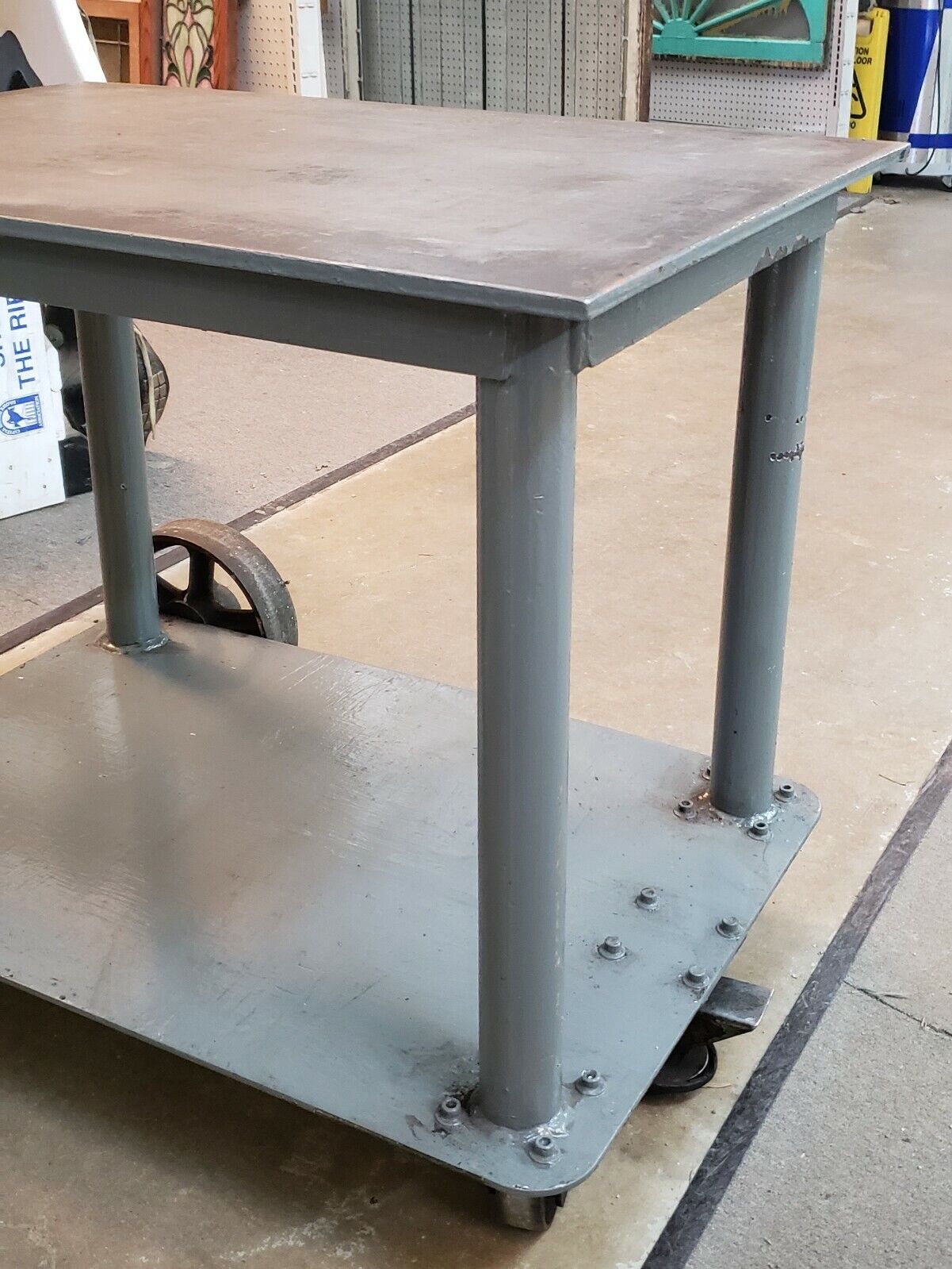 Heavy Duty 2 Shelf Steel Industrial Cart With Stop Break - Local Pick Up Only