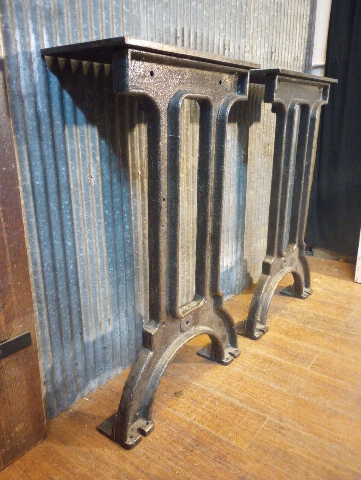 Pair of Art Deco Cast Iron Machine Legs 33 1/2" T x 19 3/4" W