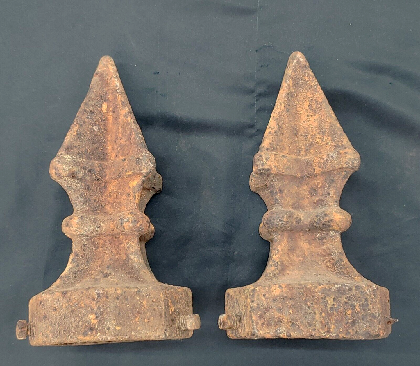 Pair of Vintage Cast Iron Gas Station Sign Pole Finials 7 1/2" x 4" GA9883