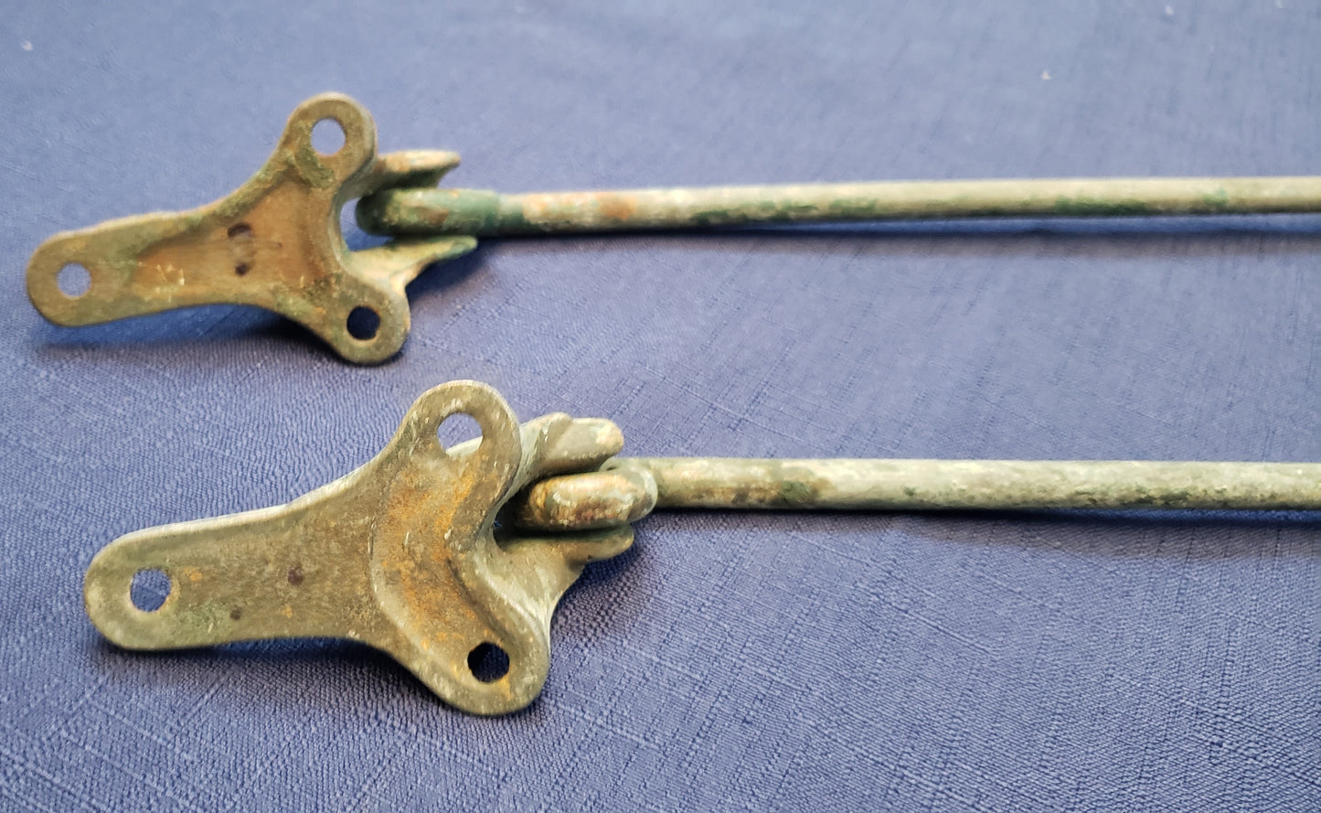 Pair of Vintage Iron Shutter Dogs w/ Keepers 15" Long GS00627 - 6 Pairs Avail