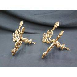 Set of Two Cast Iron Large Ornate Design Hall Tree Double Hooks #GA 12
