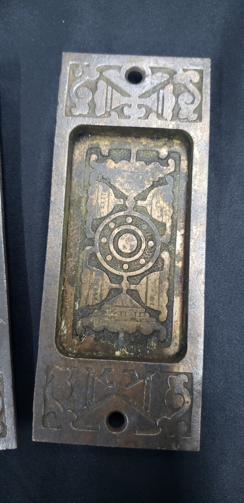 Set of 4 Victorian Cast Iron Pocket Door Escutcheon Plates 5" x 2" GS00230