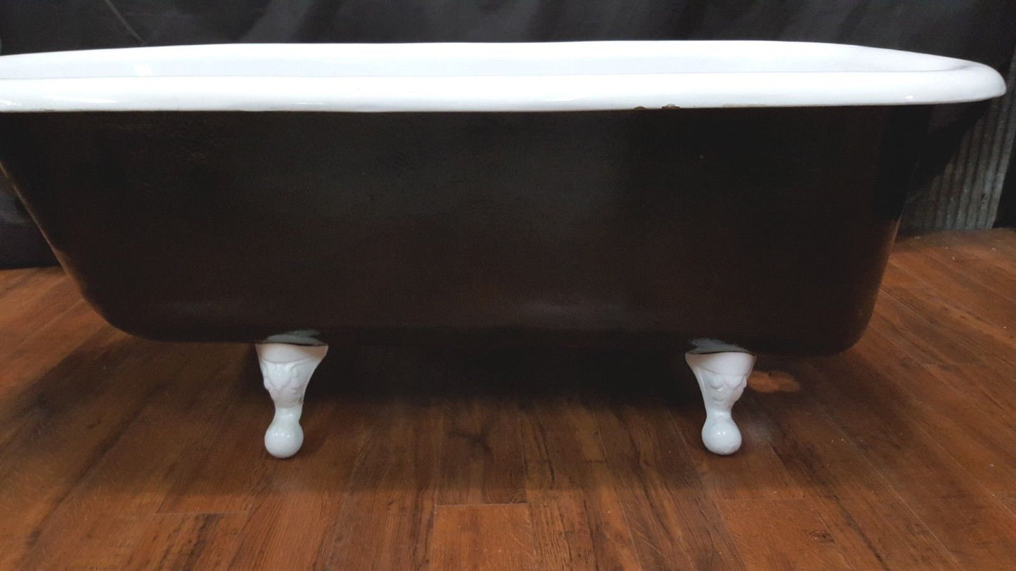 Restored Black & White Cast Iron Claw Foot Bathtub 60" x 30" x 22"