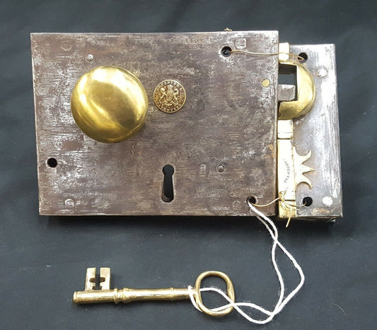 1800's Iron & Brass Complete Carpenter Lock Set