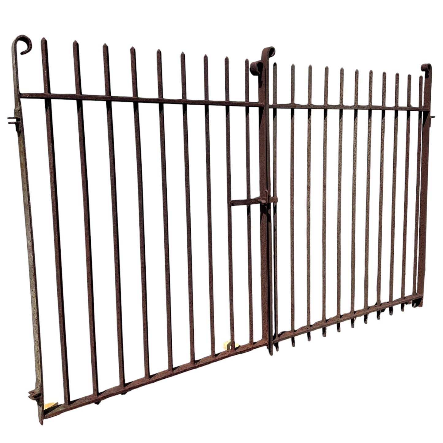 Antique Wrought Iron Entrance Gate Pair w/ Latch GA21041