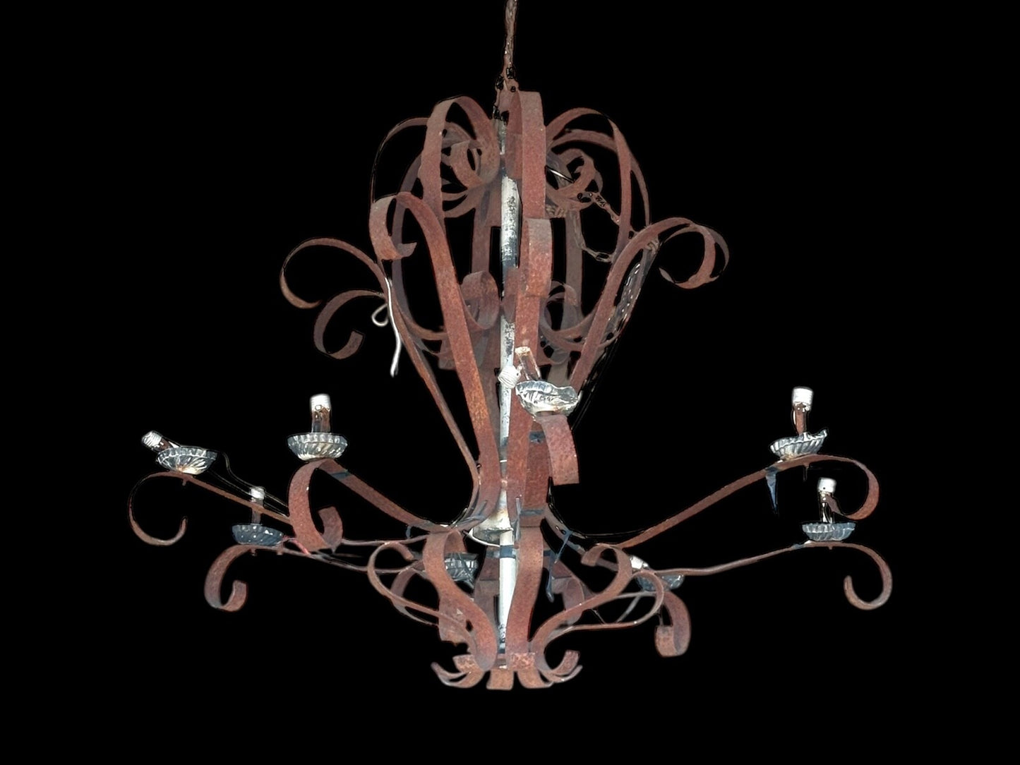 Rustic Iron Scrolled 8-Light Outdoor Chandelier GA20105