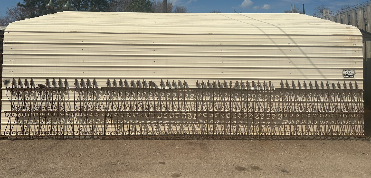 23 Ft of Antique Wrought Iron Fencing GA20809