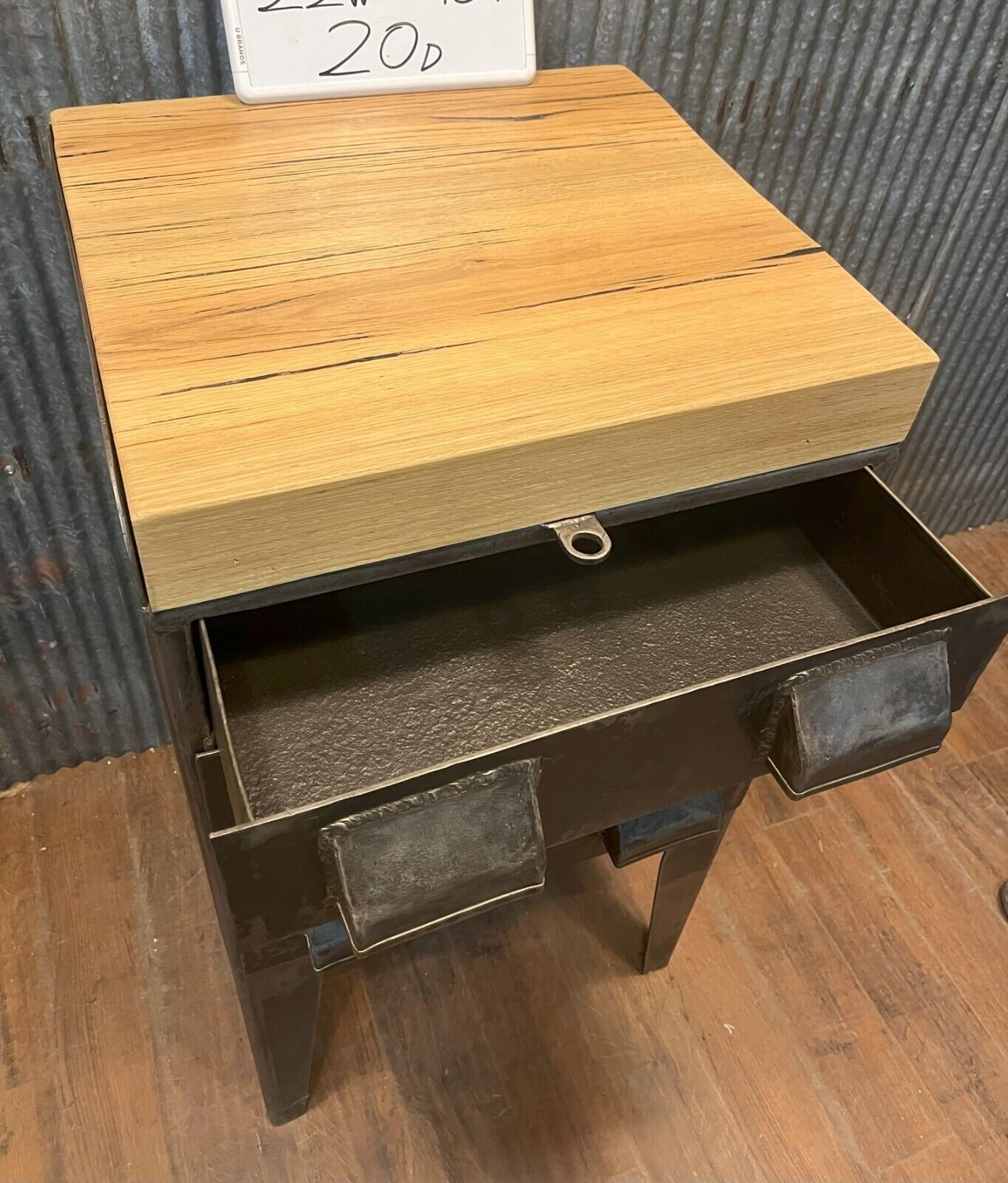 Restored Shop Made Steel Tool Cabinet with Butcher Block Top GA10161