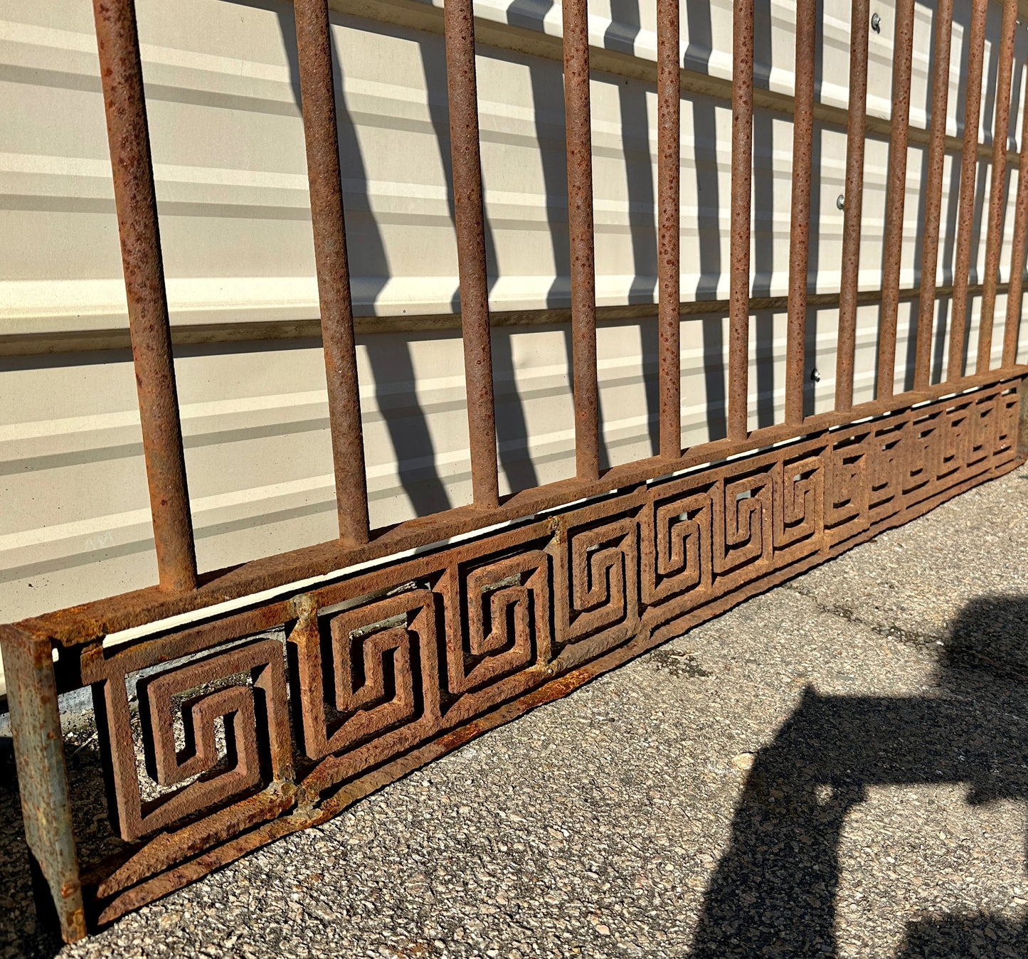 20 Feet of Antique Wrought Iron Fencing w/ Greek Key Design GA20788