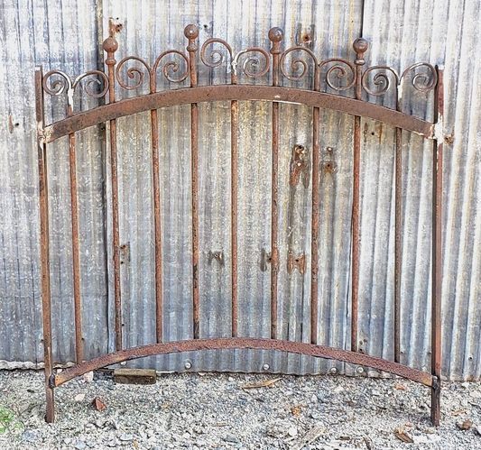 Ornate Arched Top & Bottom Wrought Iron Gate Panel 35 1/4" W x 35 1/4" T GS00085
