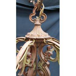 Unique Tulip Design Multi Colored Cast Iron 5 Light Chandelier #GA74