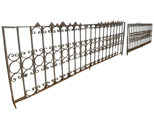 18+ Ft of Antique Wrought Iron Garden Gate Fencing GA20845