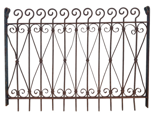 Antique Wrought Iron Garden Gate w/ Scrollwork - 46" W x 33" T - GA20974