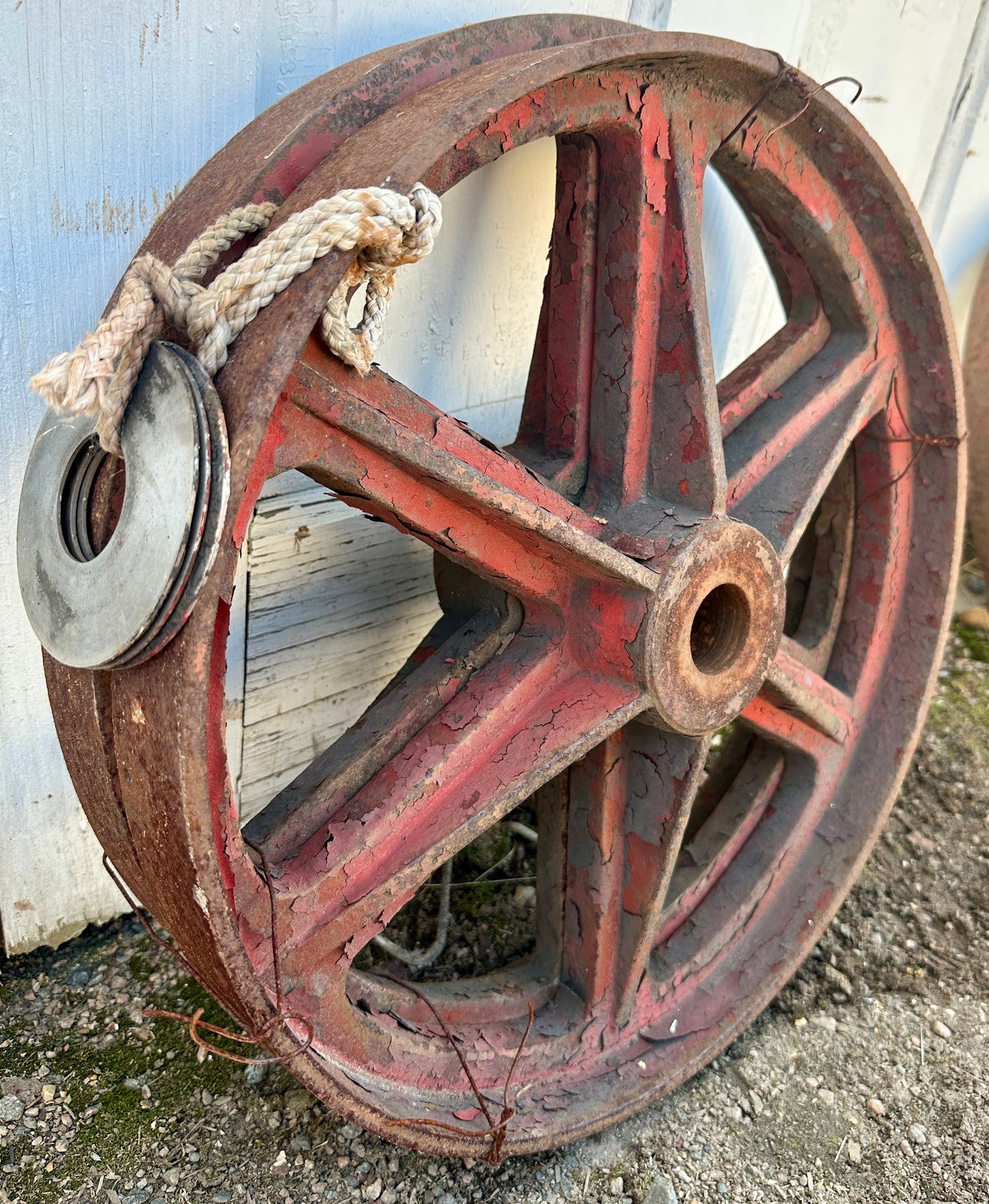 Pair of Industrial Cast Iron Pulley Wheels GA20939