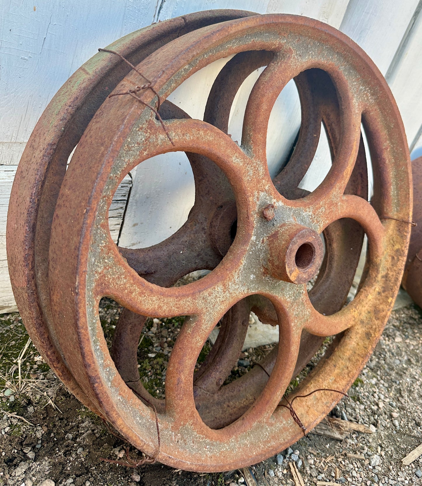 Pair of Industrial Cast Iron Cart Wheels GA20925