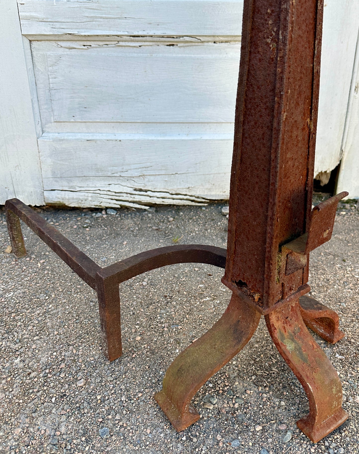 Large Antique Cast Iron Fireplace Andiron Pair GA20527