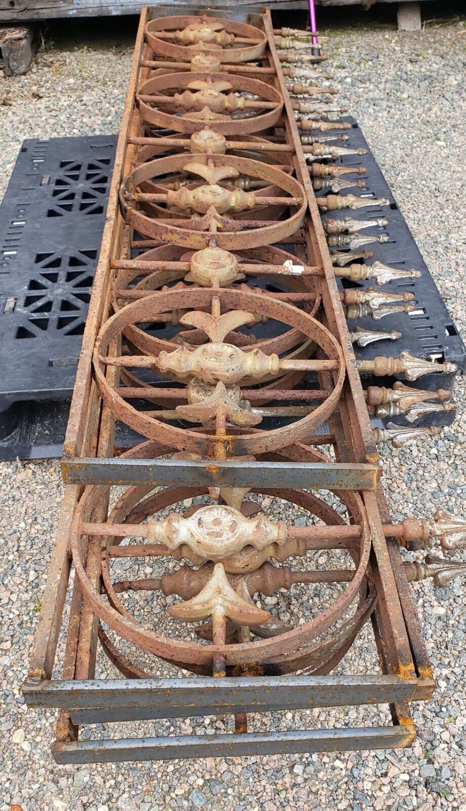Restored Roofwalk Widow's Walk Ornate 4 Panel Iron Set 19' + Sq Feet GS00374