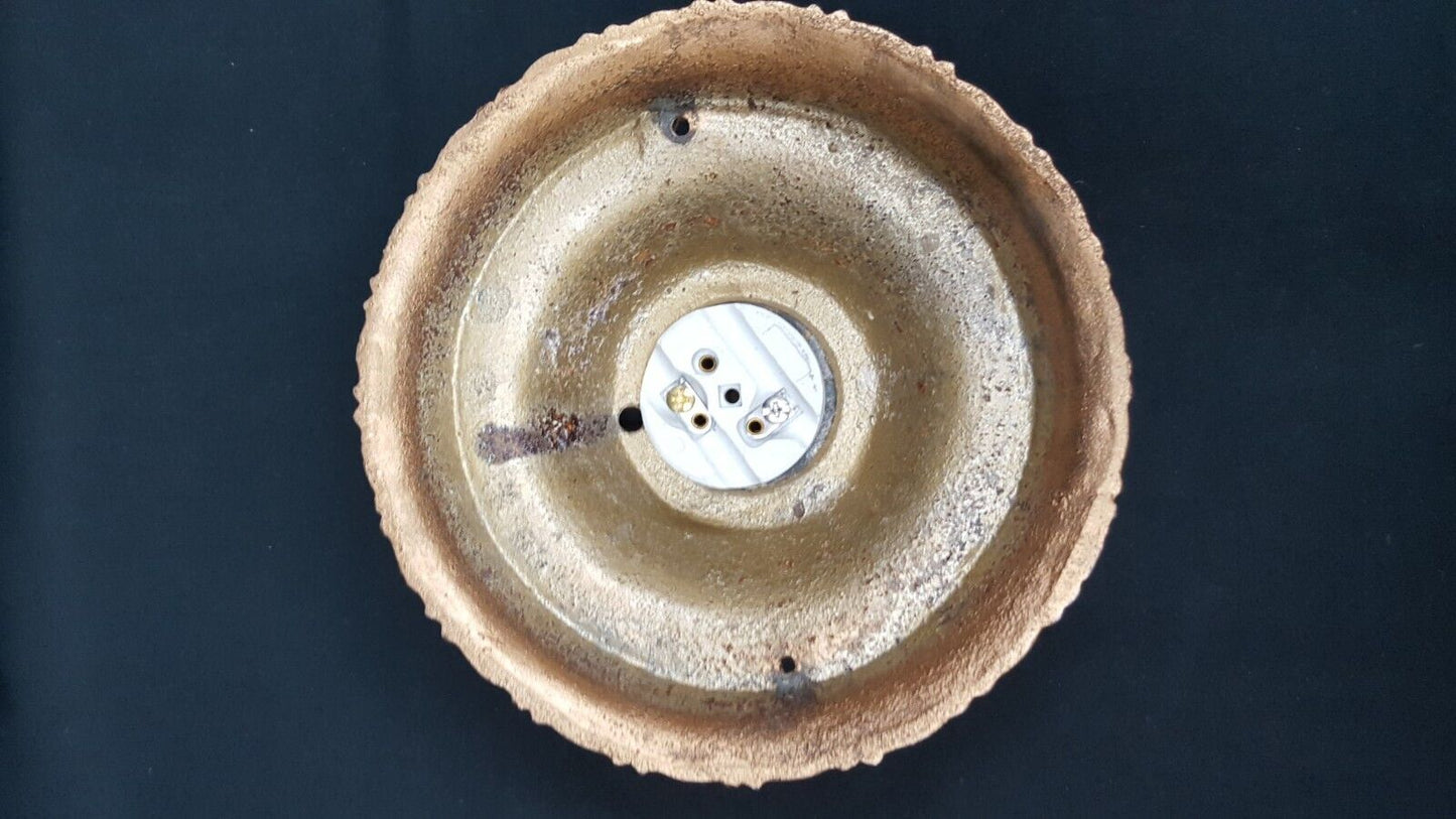 NOS Art Deco Gold Painted Cast Iron Flush Mount Ceiling Fixture