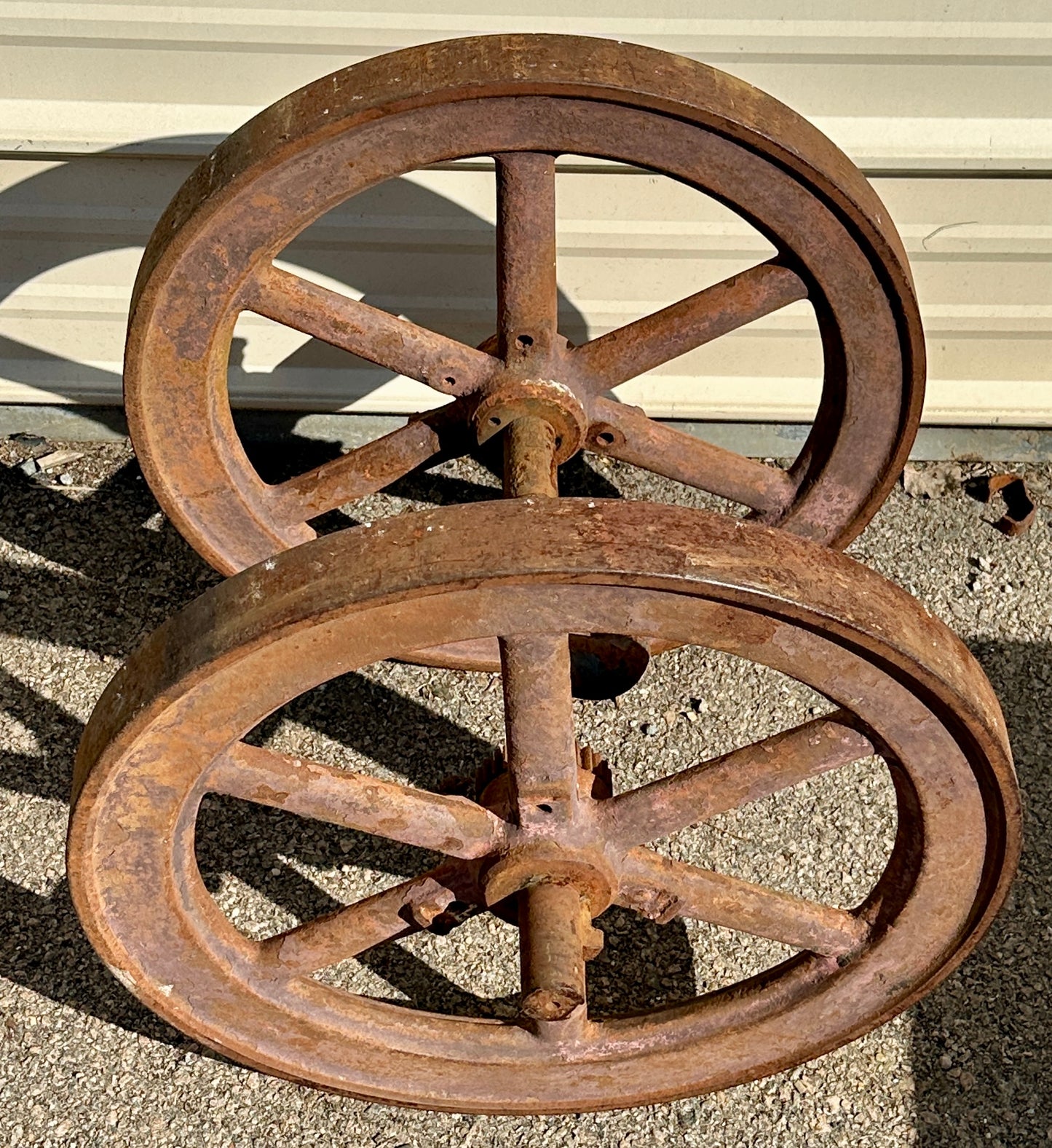 Pair of Industrial Salvage Hit & Miss Machine Wheels GA20916