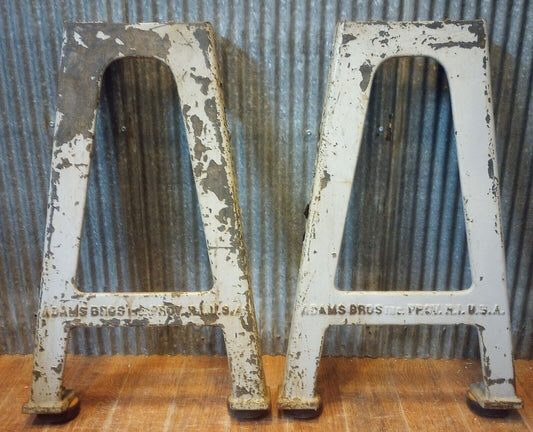 Pair of Adams Brothers Cast Iron Machine Legs 32 5/8" T x 20 3/8" W