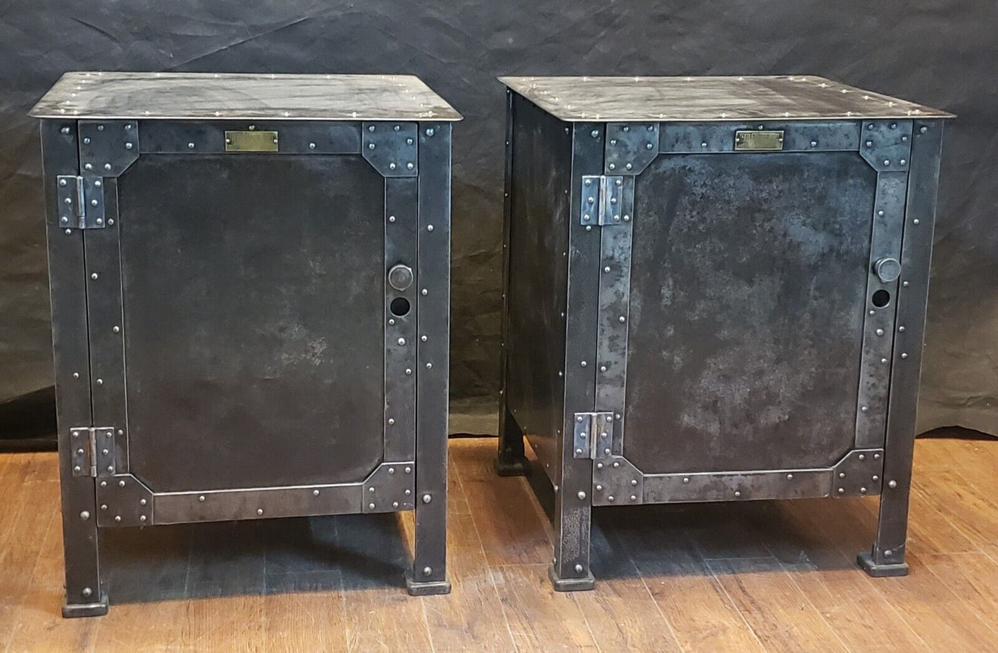Late 1800's Pair of Shop Made Riveted Machinist Cabinets