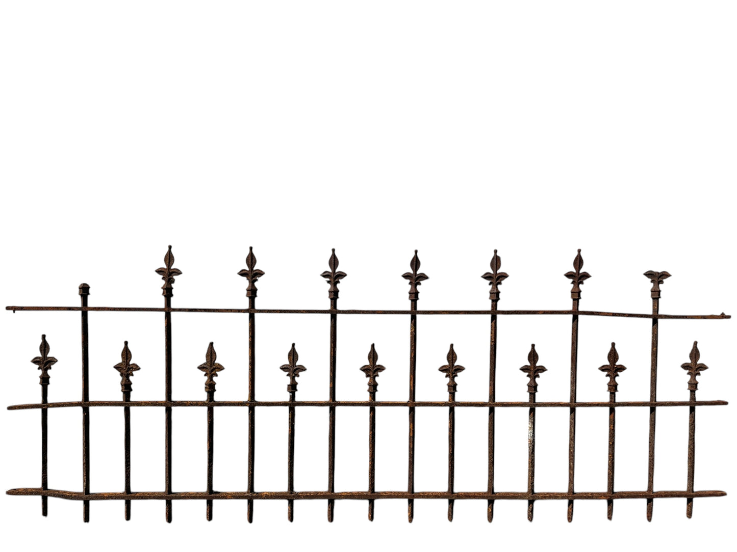34 Ft of Antique Wrought Iron Fencing w/ Fleur-de-lis Finials GA20988