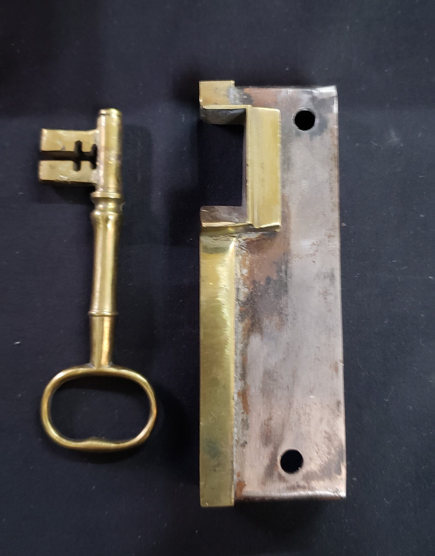 Restored Right Side Carpenter Style Rim Lock Set 6 1/4" x 4" GS00990