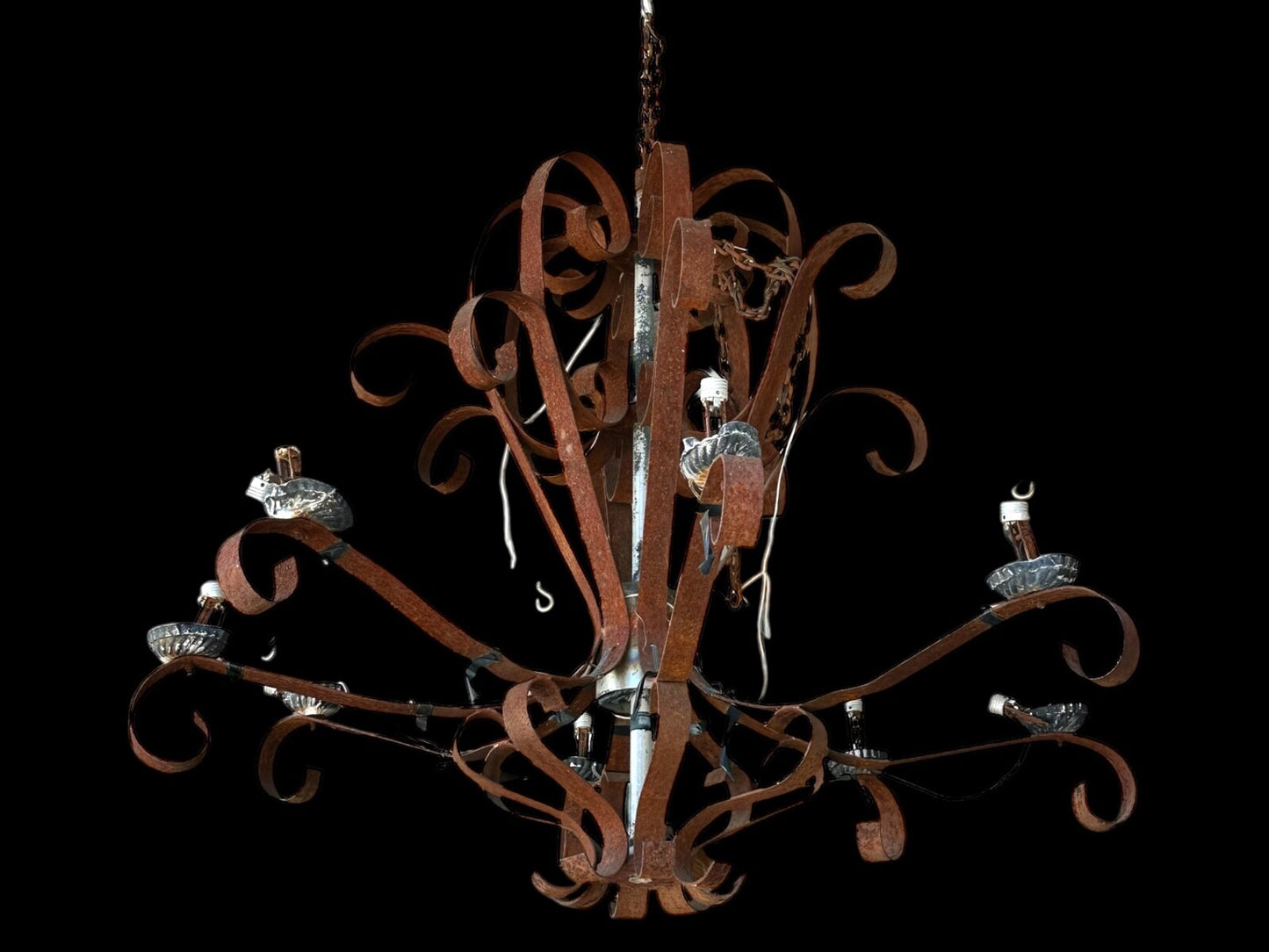 Rustic Iron Scrolled 8-Light Outdoor Chandelier GA20105