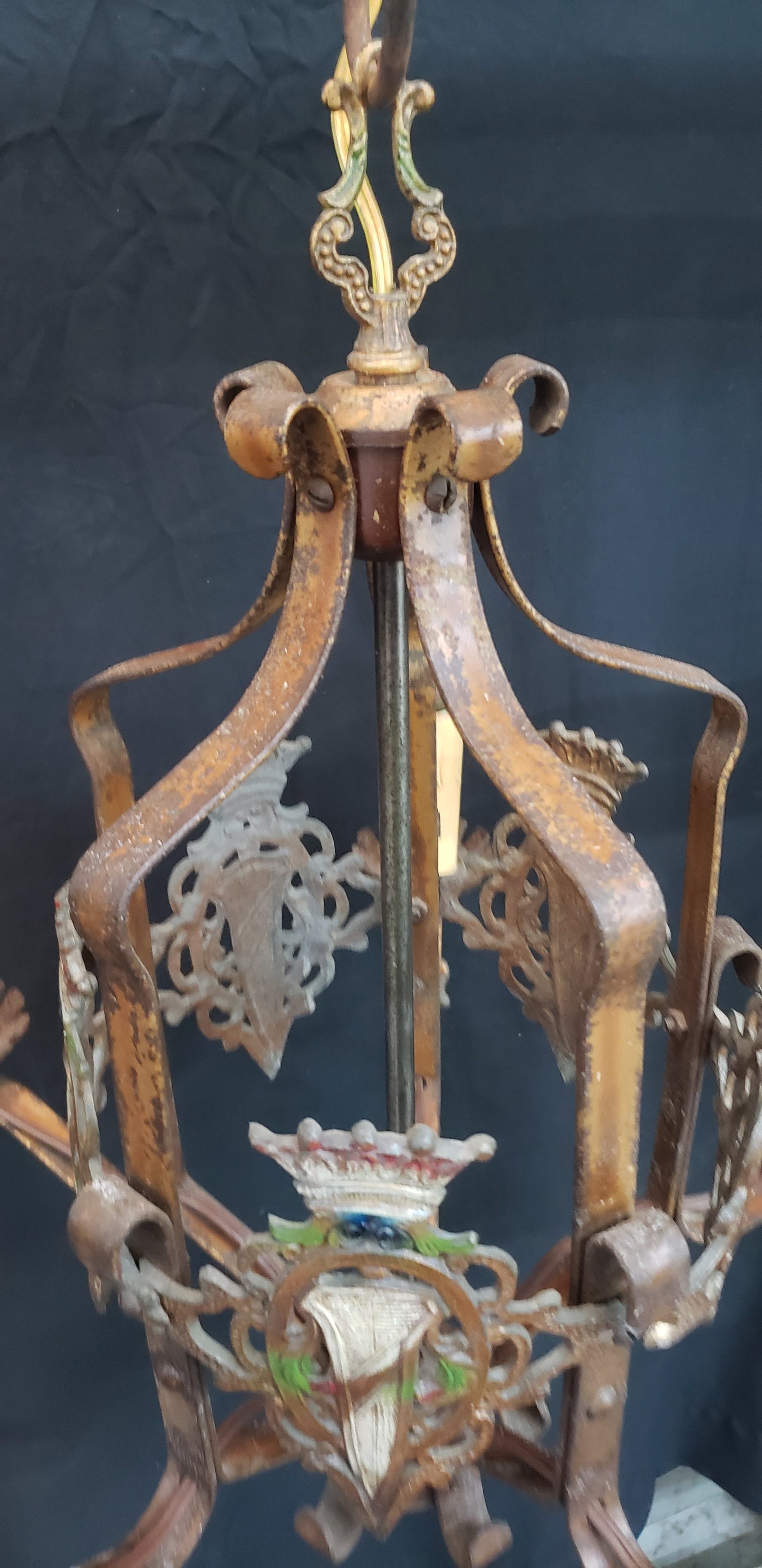 Spanish Revival Style 5 Light Wrought Iron Chandelier w/ Pendant Light GA9056