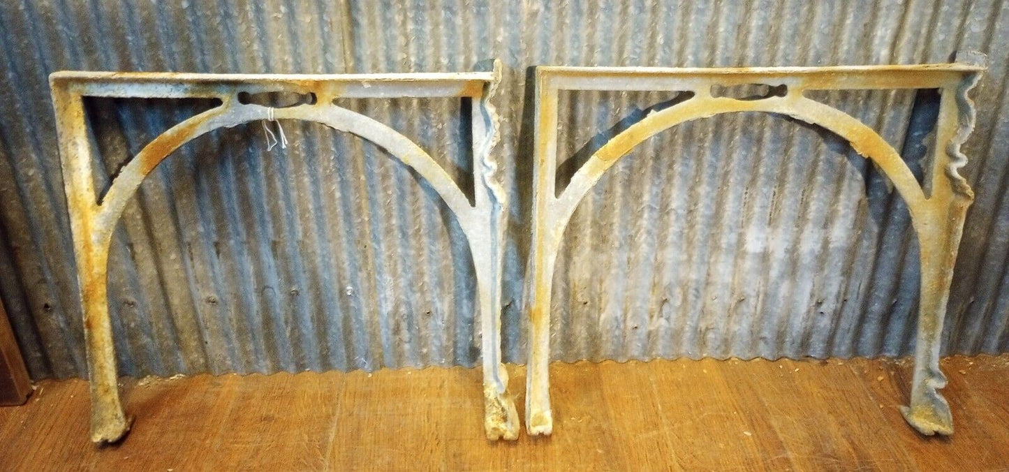 Pair of Art Deco Cast Iron Machine Legs 16" Tall x 18 1/2" Wide