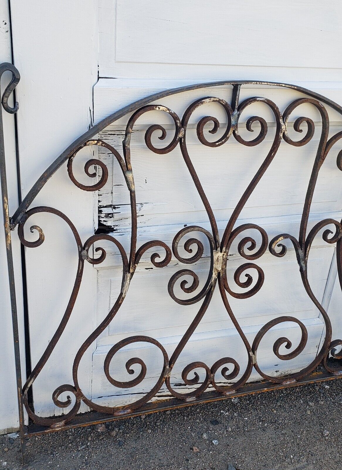 Ornate Art Nouveau Arched Top Wrought Iron Gate 36 3/4" W x 34" T GS00104