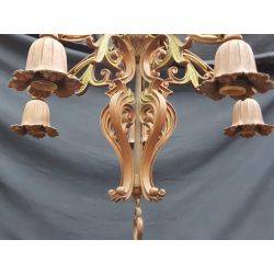 Unique Tulip Design Multi Colored Cast Iron 5 Light Chandelier #GA74