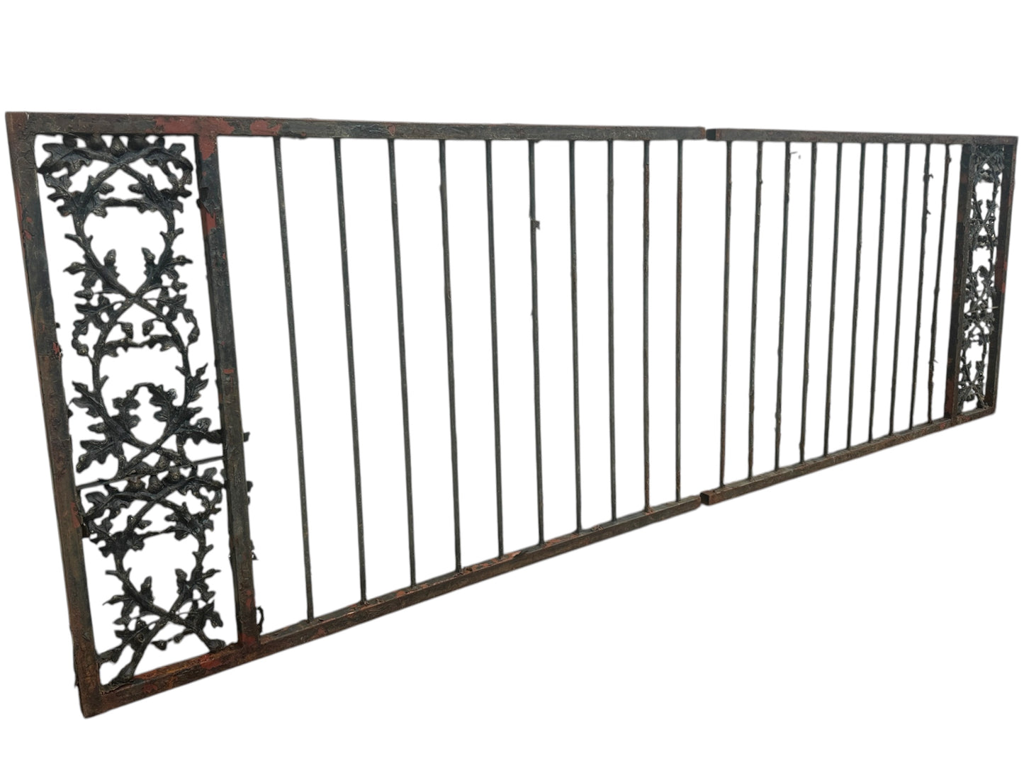 91 Ft of Antique Wrought Iron Fencing w/ Decorative Panels GA20999