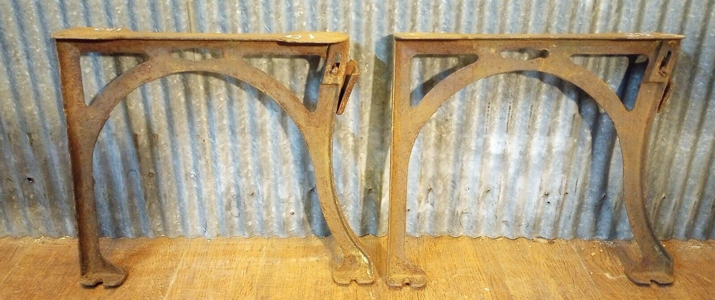 Pair of Cast Iron Art Deco Machine Legs 14 1/4" Tall x 17" Wide