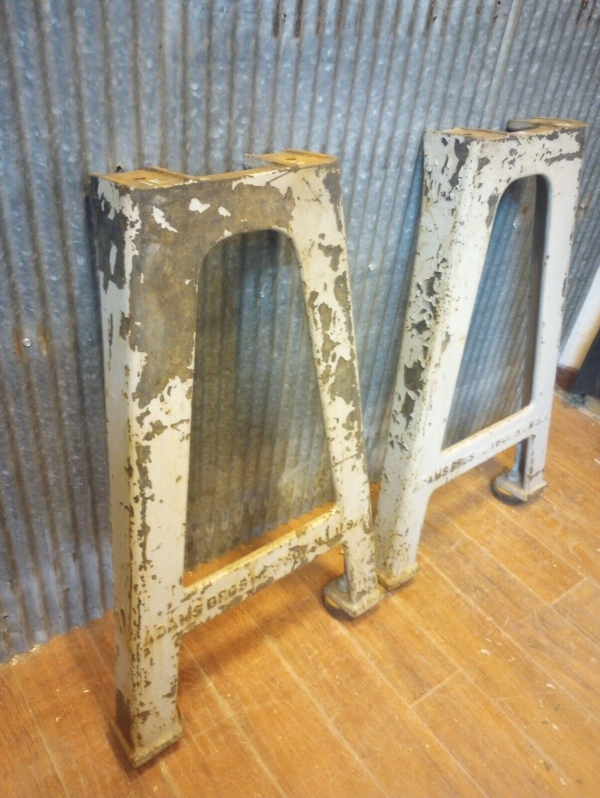 Pair of Adams Brothers Cast Iron Machine Legs 32 5/8" T x 20 3/8" W