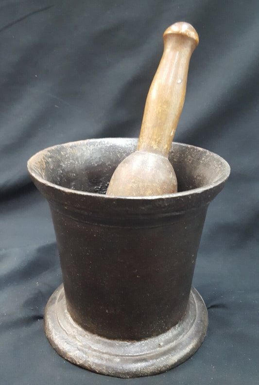 Antique Cast Iron Mortar & Pestle Set