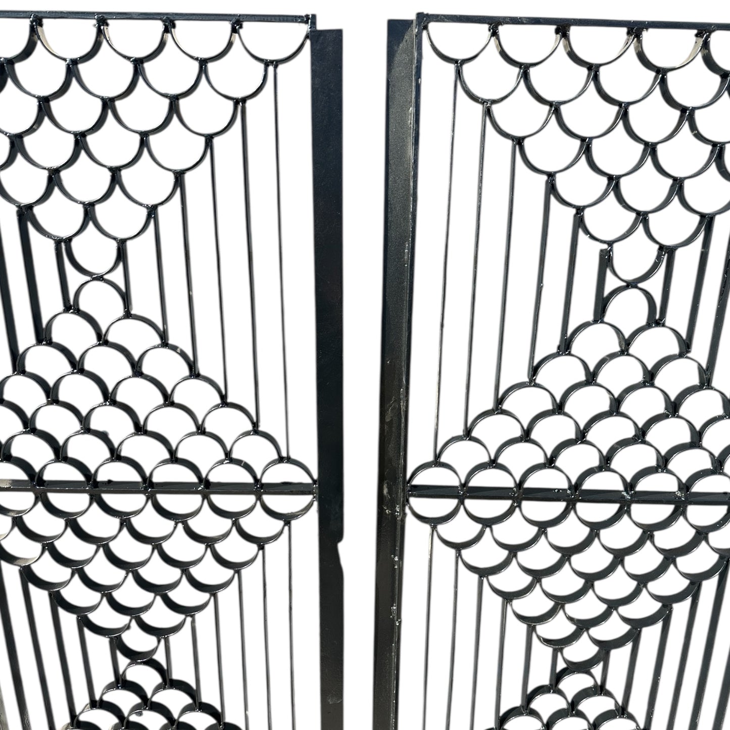 Restored & Powder-Coated Antique Art Deco Wrought Iron Gate Pair / Doors GA20818