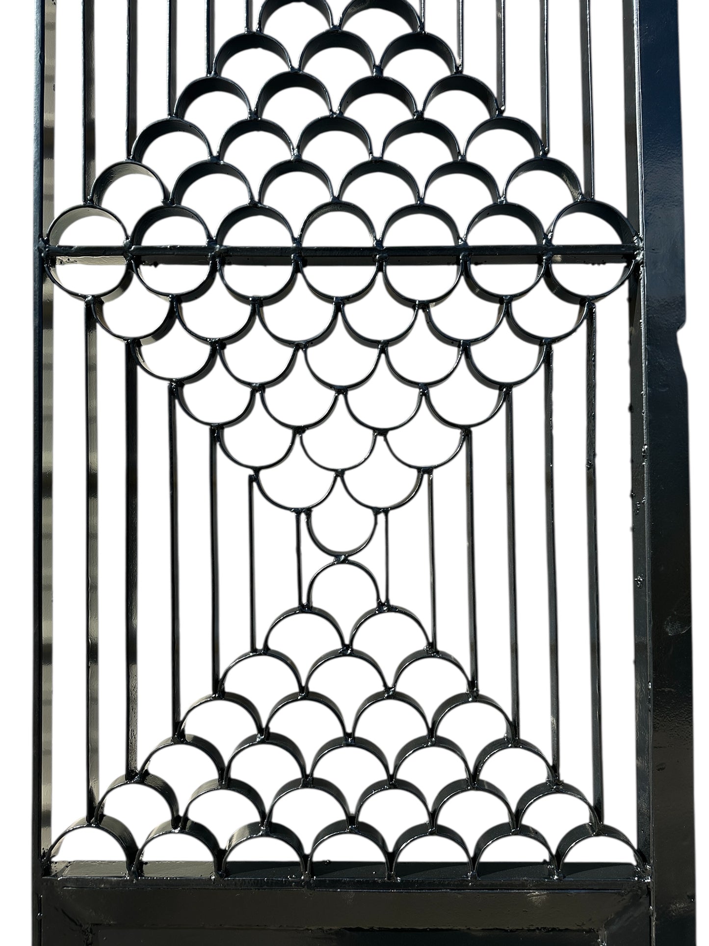 Restored & Powder-Coated Antique Art Deco Wrought Iron Gate Pair / Doors GA20818