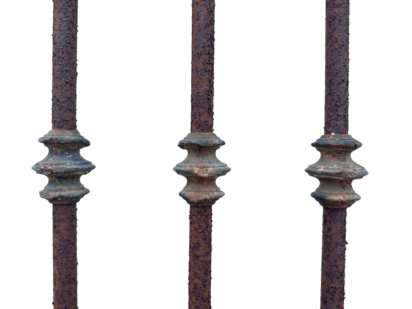 31' Ft of Antique Iron Picket Fencing w/ Lead Ornamental Knuckles GA21057