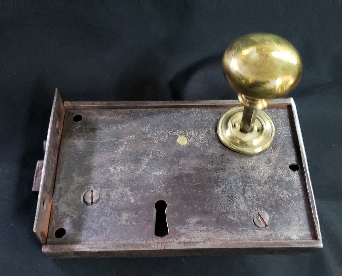 Restored Right Side Carpenter Style Rim Lock Set 6 1/4" x 4" GS00990