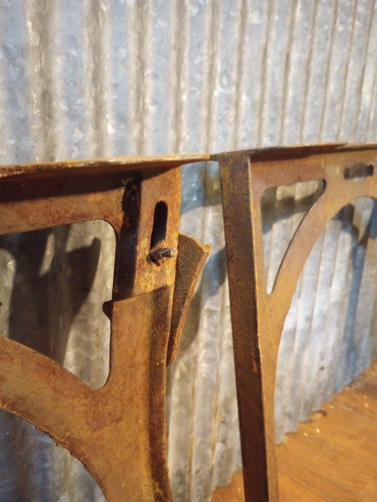 Pair of Cast Iron Art Deco Machine Legs 14 1/4" Tall x 17" Wide