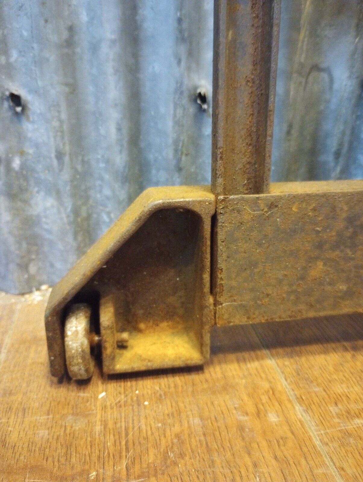 Pair of Art Deco Cast Iron Machine Legs with Casters 29 5/8" Tall x 18" Wide