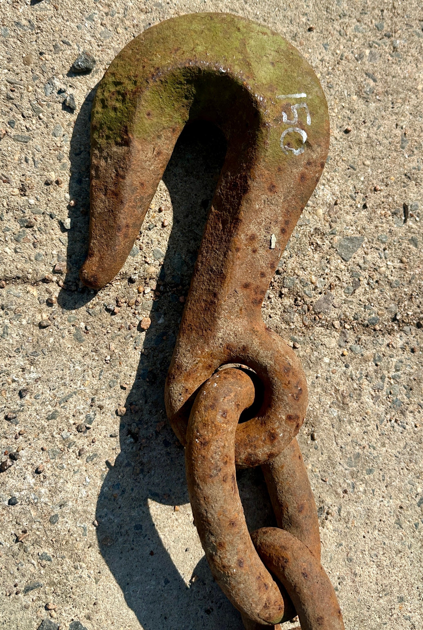 14 Ft of Antique Industrial Steel Chain w/ Cast Iron Clasp GA20920